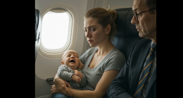 Uçakta, altı aylık bebeğiyle seyahat eden bir anne
