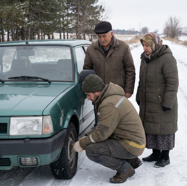 Karlı bir otoyolda lastiği patlamış yaşlı bir çifte yardım etmek için durmuştum—bir hafta sonra televizyonda gördüklerim hayatımı altüst etti.