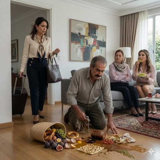 Bir kadın, bir yolculuktan erken eve döndüğünde babasını dizlerinin üzerinde yerdeki evi silerken görür; bu sırada kayınvalidesi ona alay ederek şöyle der: “Bu ev bir çiftlik gibi kokuyor.”